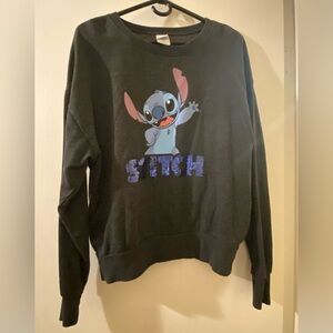 Disney Stitch Black Crew Neck Sweater